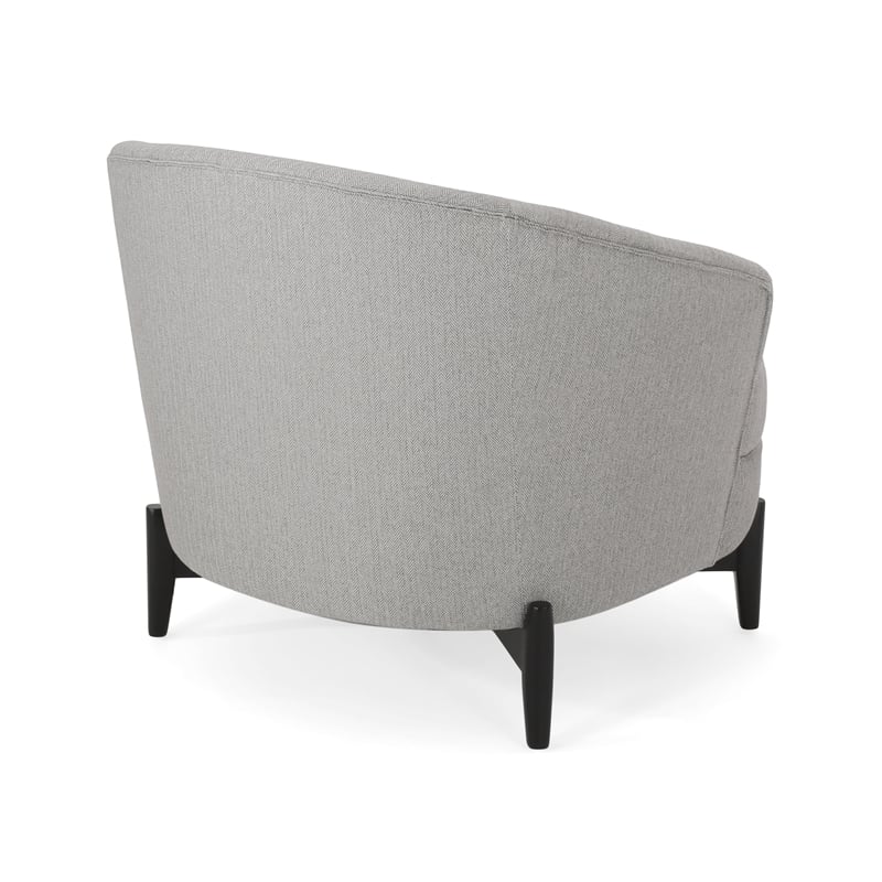 Benjara Olie Accent Club Chair- Barrel Style- Boucle Gray Fabric- Cross Base