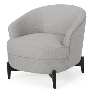 Benjara Olie Accent Club Chair- Barrel Style- Boucle Gray Fabric- Cross Base