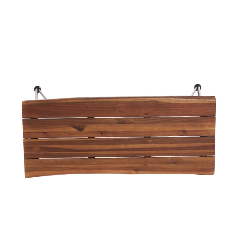 Benjara Zoe Outdoor Coffee Table- Hairpin Legs- 43in Brown Slatted Acacia Wood