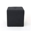 Benjara Liasa Footstool Ottoman- Charcoal Gray Fabric- Rubberwood- 17 Inch