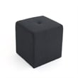 Benjara Liasa Footstool Ottoman- Charcoal Gray Fabric- Rubberwood- 17 Inch