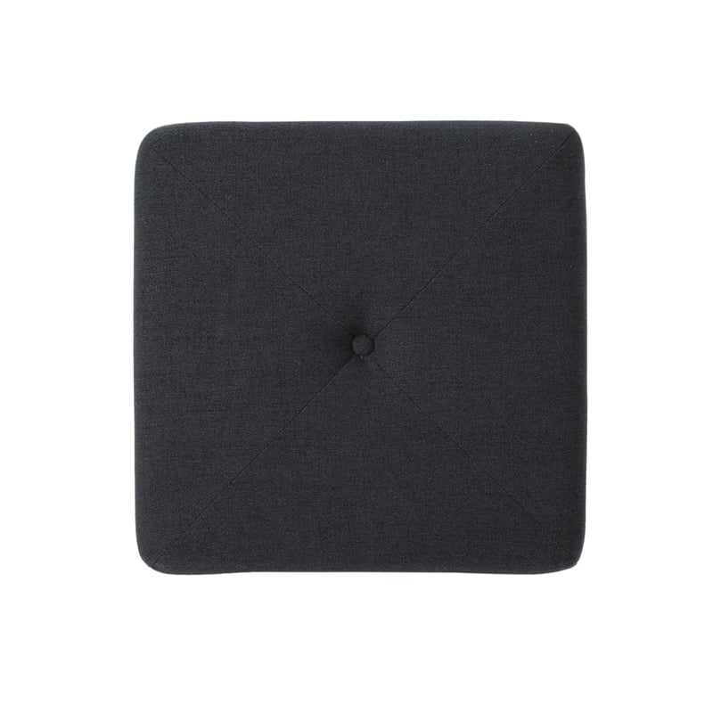 Benjara Liasa Footstool Ottoman- Charcoal Gray Fabric- Rubberwood- 17 Inch