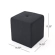 Benjara Liasa Footstool Ottoman- Charcoal Gray Fabric- Rubberwood- 17 Inch