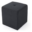 Benjara Liasa Footstool Ottoman- Charcoal Gray Fabric- Rubberwood- 17 Inch