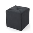 Benjara Liasa Footstool Ottoman- Charcoal Gray- Rubberwood Frame- 17 Inch
