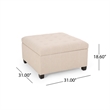Benjara Cindy Storage Ottoman- Tufted Wheat Polyester- Brown Wood- 31 Inch