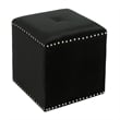 Benjara Neli Ottoman- Black Velvet- Single Tuft on Top- Nailhead Trim- 17 Inch