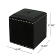 Benjara Neli Ottoman- Black Velvet- Single Tuft on Top- Nailhead Trim- 17 Inch