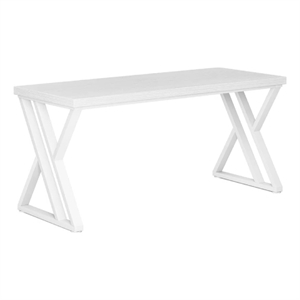 Benjara Computer Office Desk- 55&quot White Top- Modern Z Shaped Metal Base