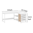 Benjara L Shaped Computer Office Desk- 3 Drawer- 2 White Metal Shelves 59 Inch