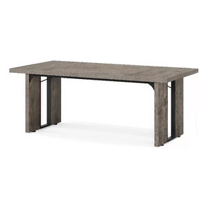 Benjara Ada Executive Office Desk- 71&quot Rectangular Gray Top- Black Metal