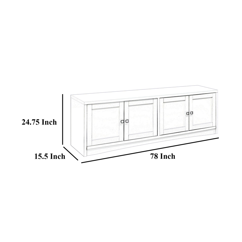 Benjara Donna TV Stand Media Cabinet with 4 Doors- Dark Brown Melamine 78 Inch