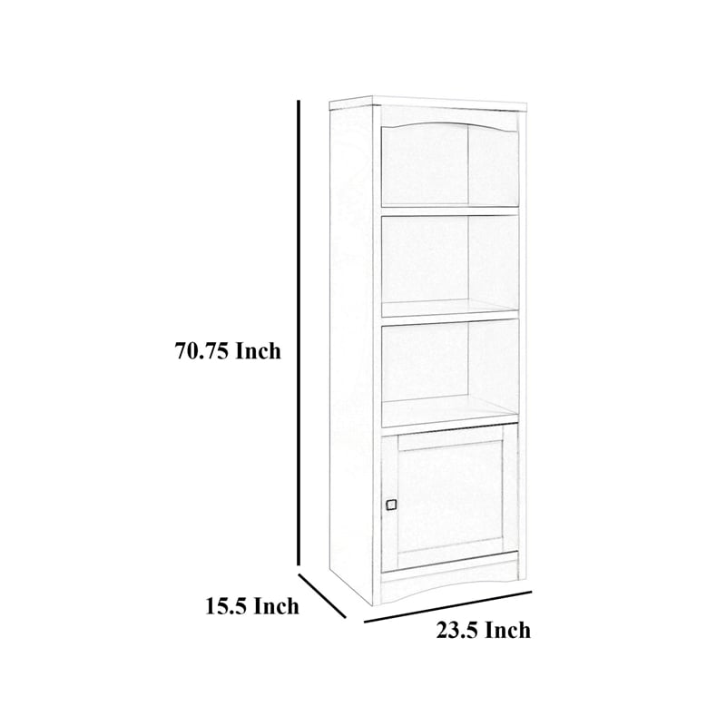 Benjara Donna Media Tower Pier Cabinet- Adjustable Shelves- Brown Wood 71 Inch