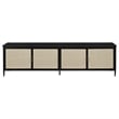 Benjara Lanie TV Stand Media Cabinet- 4 Door- PE Cane Front- Black- 78 Inch