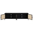 Benjara Lanie TV Stand Media Cabinet- 4 Door- PE Cane Front- Black- 78 Inch