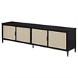 Benjara Lanie TV Stand Media Cabinet- 4 Door- PE Cane Front- Black- 78 Inch