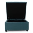 Benjara Carl Storage Ottoman- Teal Tufted Fabric- Soft Cushion- Black- 35 Inch