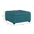 Benjara Carl Storage Ottoman- Teal Tufted Fabric- Soft Cushion- Black- 35 Inch