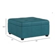 Benjara Carl Storage Ottoman- Teal Tufted Fabric- Soft Cushion- Black- 35 Inch