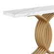 Benjara Entryway Console Table- White Faux Marble Top- Gold Base- 39 Inch