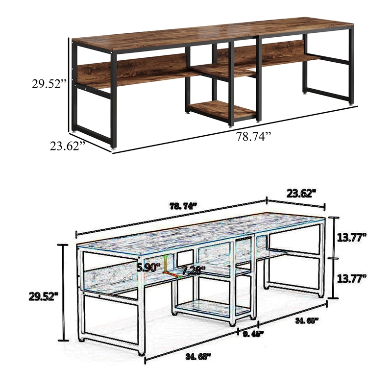 Benjara Desk with Bookshelf- 79
