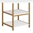 Benjara Dining Table- Round Top- 2 Storage Shelves- Gold Metal Frame- 47