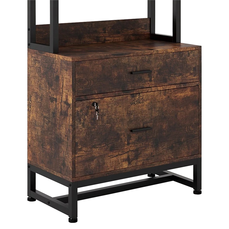 Benjara File Cabinet- 2 Drawer with Locks- 3 Shelves- Black Metal 61 Inch