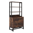 Benjara File Cabinet- 2 Drawer with Locks- 3 Shelves- Black Metal 61 Inch