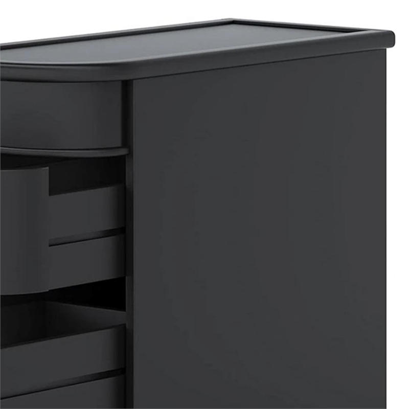 Benjara Side End Table- C Black Frame- Silver Metal Knobs 2 Drawer- 24 Inch