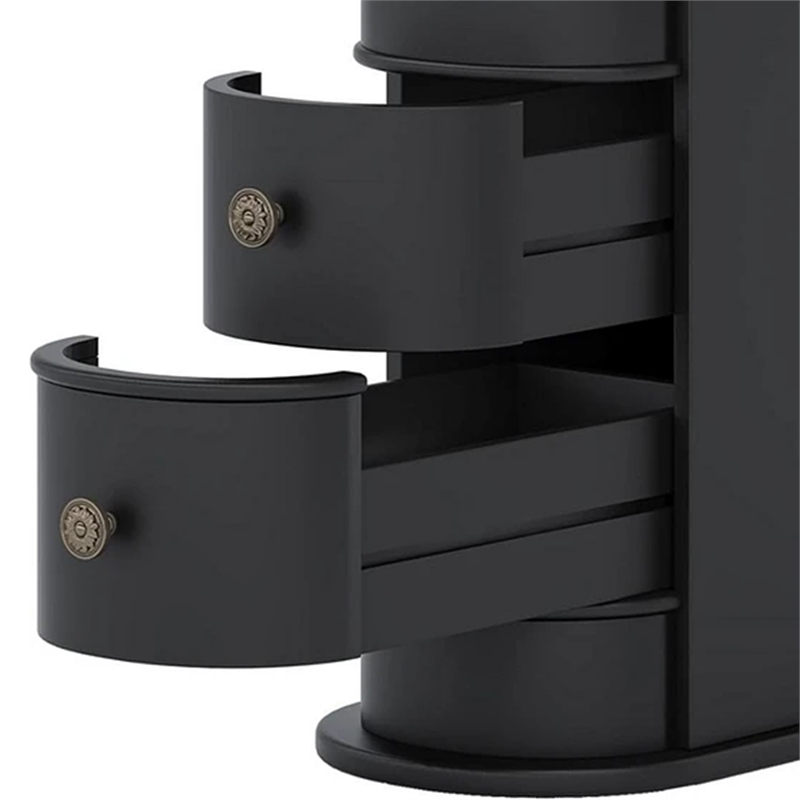 Benjara Side End Table- C Black Frame- Silver Metal Knobs 2 Drawer- 24 Inch