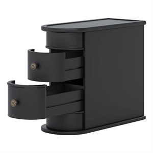Benjara Side End Table- C Black Frame- Silver Metal Knobs 2 Drawer- 24 Inch