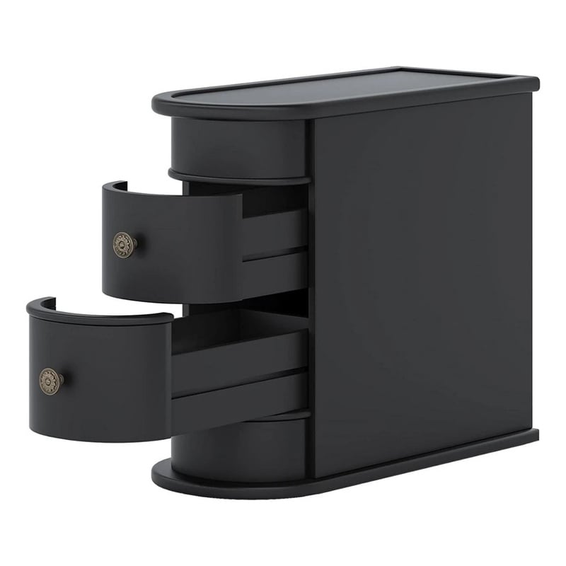 Benjara Side End Table- C Black Frame- Silver Metal Knobs 2 Drawer- 24 Inch