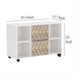 Benjara File Cabinet- 4 Storage Shelves- 2 Brown Drawers- Wheel Base 39 Inch