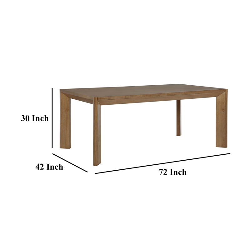 Benjara Rune Dining Table- Minimalist Rectangular Brown Hardwood 72 Inch