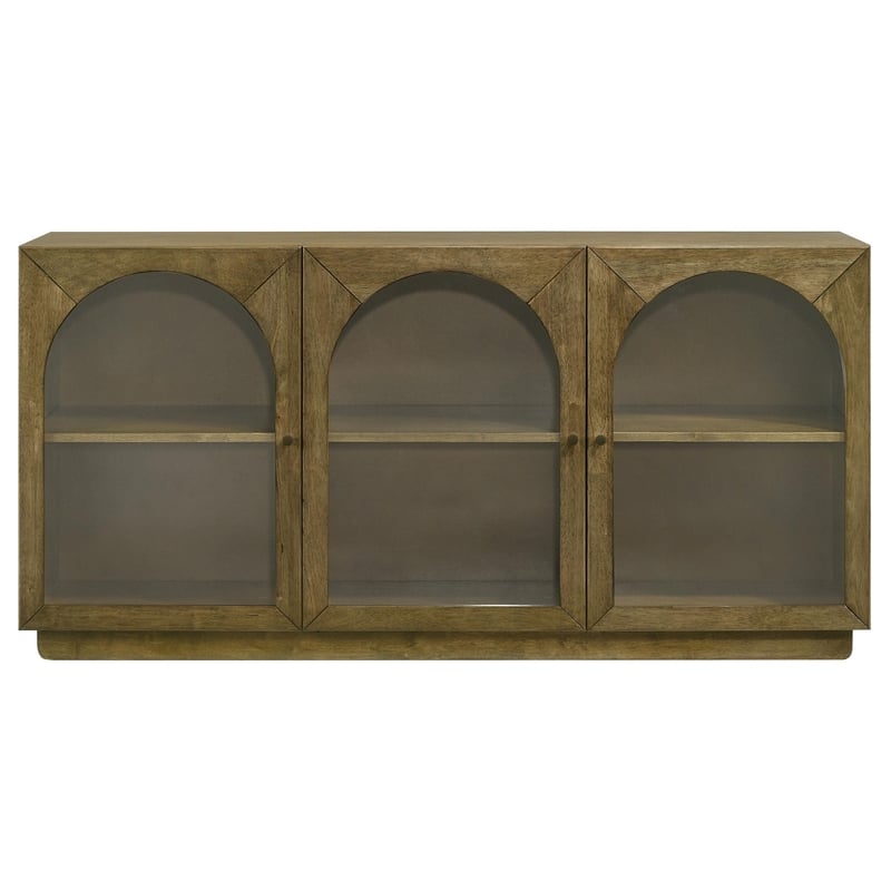 Benjara Givy Sideboard Buffet- 3 Arched Glass Doors 71