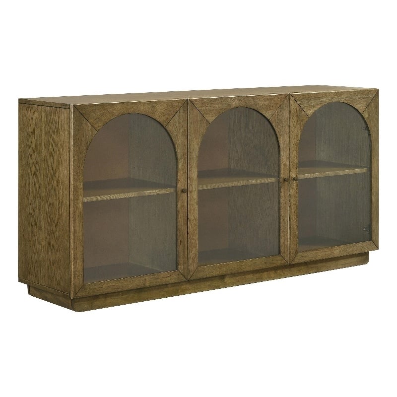 Benjara Givy Sideboard Buffet- 3 Arched Glass Doors 71