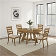 Benjara Danie Round Dining Table with Starburst Wedge Top- Brown Wood 54 Inch
