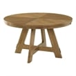 Benjara Danie Round Dining Table with Starburst Wedge Top- Brown Wood 54 Inch