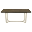 Benjara Loxy Dining Table- Curved Base- Rectangular Gray Brown Wood 71 Inch
