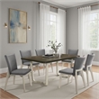 Benjara Loxy Dining Table- Curved Base- Rectangular Gray Brown Wood 71 Inch