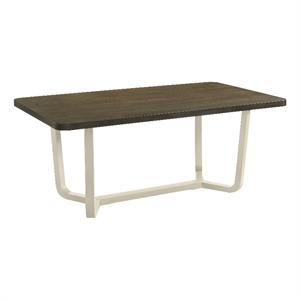 Benjara Loxy Dining Table- Curved Base- Rectangular Gray Brown Wood 71 Inch