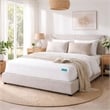 Benjara Queen Mattress Protector- Pocket Design- Waterproof Cream White Fabric