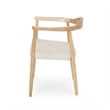 Benjara Accent Armchair- White Rope Woven Style Seat- Natural Brown Ash Wood