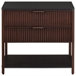 Benjara Zemy Side End Table- 2 Drawers- Open Shelf- Black Metal- Rust Brown