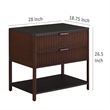 Benjara Zemy Side End Table- 2 Drawers- Open Shelf- Black Metal- Rust Brown