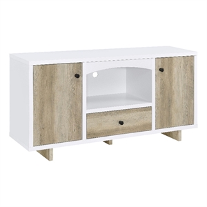 Benjara Aton Credenza- 2 Doors- 1 Drawer- Arched Front- 60&quot White Brown