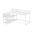 Benjara Executive Desk- L Shaped Top- Portable File Cabinet- 55