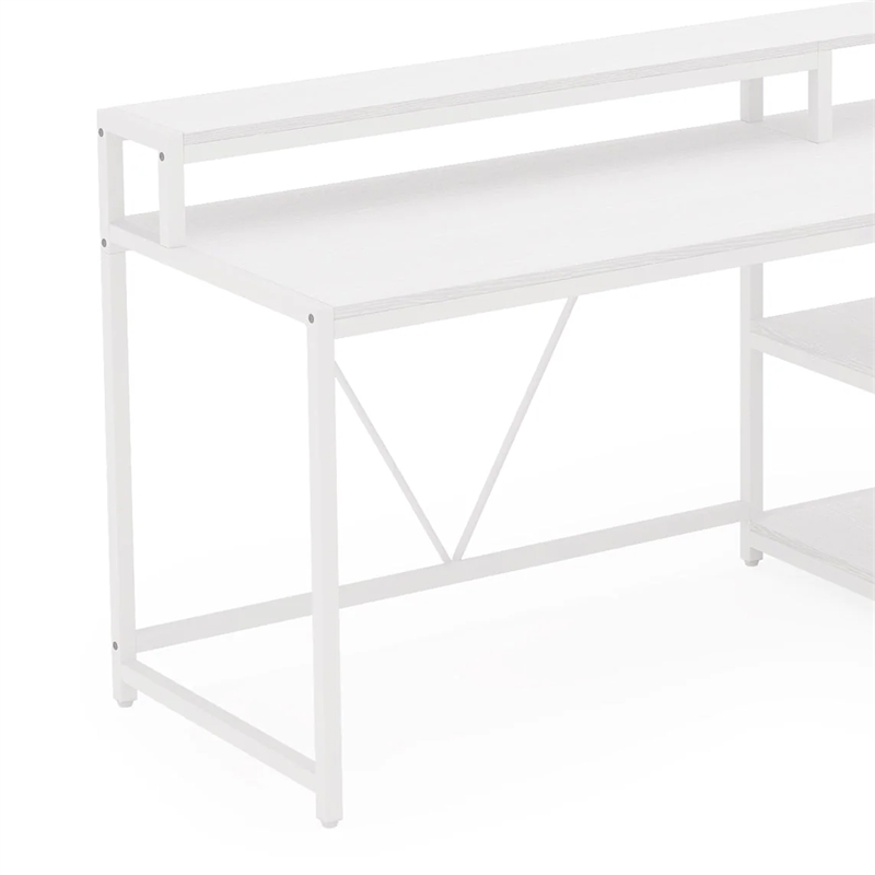 Benjara Executive Desk- L Shaped Top- Portable File Cabinet- 55