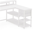 Benjara Executive Desk- L Shaped Top- Portable File Cabinet- 55