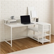 Benjara Executive Desk- L Shaped Top- Portable File Cabinet- 55